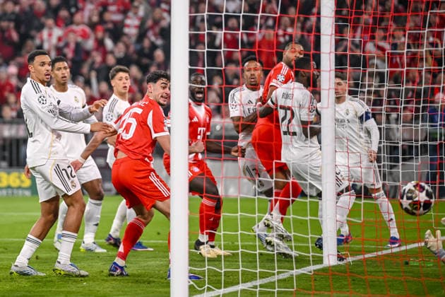 Aleksandar PavloviÄ‡ (FC Bayern München) scores his team s first goal during the UEFA Champions League 2025 26 Quarter-Final Second Leg match between FC Bayern München and Real Madrid CF at Football Arena Munich on April 15, 2026 in Munich, Germany. (Photo by Harry Langer DeFodi Images) -