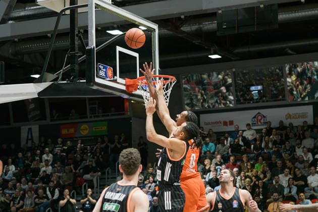 easyCredit Basketball Bundesliga, 23. Spieltag, Niners Chemnitz -Ratiopharm Ulm 15.04.2026 ab 20:00 Uhr Chemnitz, Chemnitz Arena Im Foto: Kevin Yebo(0) easyCredit Basketball Bundesliga, 23. Spieltag, Niners Chemnitz - Ratiopharm Ulm Chemnitz Sachsen Deutschland