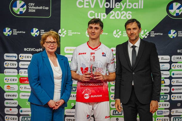 Volleyball Herren CEV Cup 2026 Finale SVG Lüneburg vs. Gas Sales Bluenergy Piacenza 15.04.2026 MVP Paolo Porra ( 5 Gas Sales Bluenergy PIACENZA)