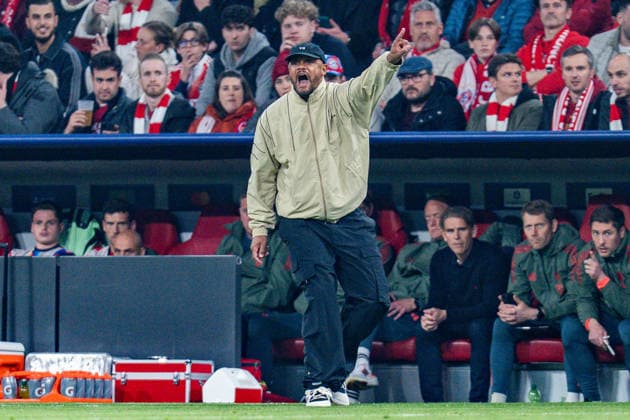 15.04.2026, FC Bayern München vs. Real Madrid, UEFA Champions League, Viertelfinale-Rückspiel Vincent Kompany (FC Bayern Muenchen,Trainer) Regulations prohibit any use of photographs as image sequences and or quasi video Copyright: xBahhoxKarax
