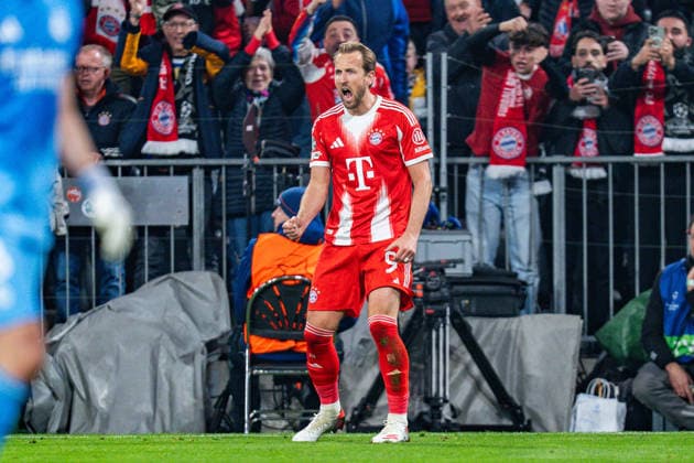 15.04.2026, FC Bayern München vs. Real Madrid, UEFA Champions League, Viertelfinale-Rückspiel Tor zum 2:2 durch Harry Kane (FC Bayern Muenchen, 9) Regulations prohibit any use of photographs as image sequences and or quasi video Copyright: xBahhoxKarax