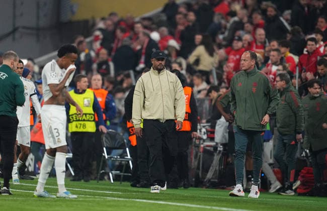 Vincent Kompany (Bayern Munich) looks on during Bayern Munich and Real Madrid, UEFA Champions league Quarter Final UEFA Champions League, at Allianz Arena, Munich, Germany on April 15, 2026. Thor Wegner DeFodi Images. (Photo by DeFodi Images) -