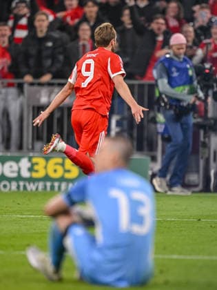 Harry Kane (FC Bayern München) celebrates after scoring his team s second goal during the UEFA Champions League 2025 26 Quarter-Final Second Leg match between FC Bayern München and Real Madrid CF at Football Arena Munich on April 15, 2026 in Munich, Germany. (Photo by Harry Langer DeFodi Images) -