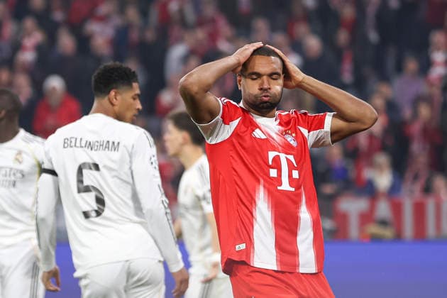 Jonathan Tah (FC Bayern München) gestures, looks dejected during the UEFA Champions League 2025 26 Quarter-Final Second Leg match between FC Bayern München and Real Madrid CF at Football Arena Munich on April 15, 2026 in Munich, Germany. (Photo by Oliver Kaelke DeFodi Images) -
