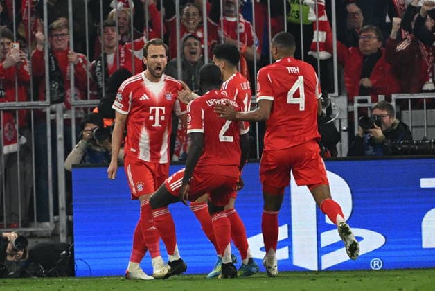 Bayern Munich v Real Madrid - UEFA Champions League Quarter-final MUNICH, GERMANY - APRIL 15: Players of Bayern Munich celebrate after a goal during the UEFA Champions League 2025 26 Quarter-Final Second Leg match between FC Bayern Munich and Real Madrid CF at Football Arena Munich on April 15, 2026 in Munich, Germany. Halil Sagirkaya Anadolu Munich Germany. Editorial use only. Please get in touch for any other usage.  Copyright: x2026xAnadoluxHalilxSagirkayax