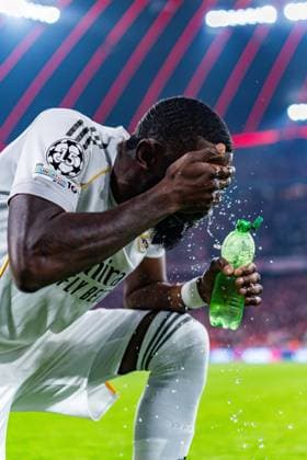15.04.2026, FC Bayern München vs. Real Madrid, UEFA Champions League, Viertelfinale-Rückspiel Antonio Rüdiger (Real Madrid, 22) Regulations prohibit any use of photographs as image sequences and or quasi video Copyright: xBahhoxKarax