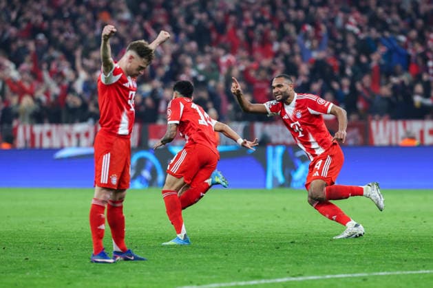 GER, CL Viertelfinale FC Bayern Muenchen (GER) vs Real Madrid (ESP) 15.04.2026, Allianz Arena, München, GER, CL Viertelfinale FC Bayern Muenchen (GER) vs Real Madrid (ESP), im Bild picture shows Torjubel Jubel zum 3:3 durch Luis Diaz Luis Diaz (FC Bayern Muenchen 14)