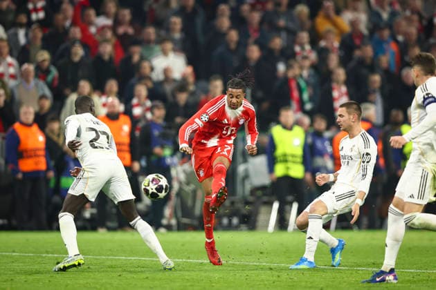 Bayern Munich v Real Madrid, UEFA Champions League Bayern Munich forward Michael Olise (17) scores a GOAL 4-3 during the Bayern Munich v Real Madrid UEFA Quarter-Final 2nd-Leg Champions League match at Allianz Arena, Munich, Germany on 15 April 2026 Credit: Ian Stephen Every Second Media Editorial use only. All images are copyright Every Second Media Limited. No images may be reproduced without prior permission. Copyright: xIMAGO EveryxSecondxMediax ESM-1914-0064 IanxStephenx xEveryxSecondxMediax