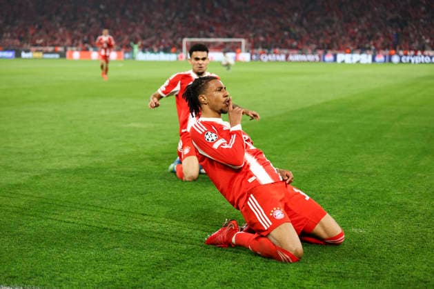 Bayern Munich v Real Madrid, UEFA Champions League Bayern Munich forward Michael Olise (17) scores a GOAL 4-3 and celebrates during the Bayern Munich v Real Madrid UEFA Quarter-Final 2nd-Leg Champions League match at Allianz Arena, Munich, Germany on 15 April 2026 Credit: Ian Stephen Every Second Media Editorial use only. All images are copyright Every Second Media Limited. No images may be reproduced without prior permission. Copyright: xIMAGO EveryxSecondxMediax ESM-1914-0068 IanxStephenx xEveryxSecondxMediax