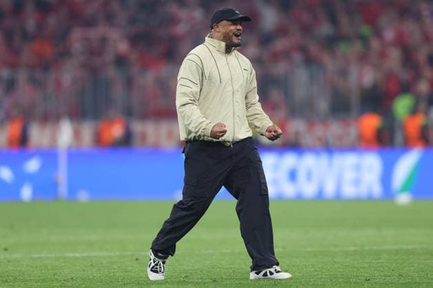 Fußball UEFA Champions League Viertelfinale Rückspiel FC Bayern München - Real Madrid am 15.04.2026 in der Allianz Arena in München Schlussjubel Vincent Kompany ( Trainer Cheftrainer München )
