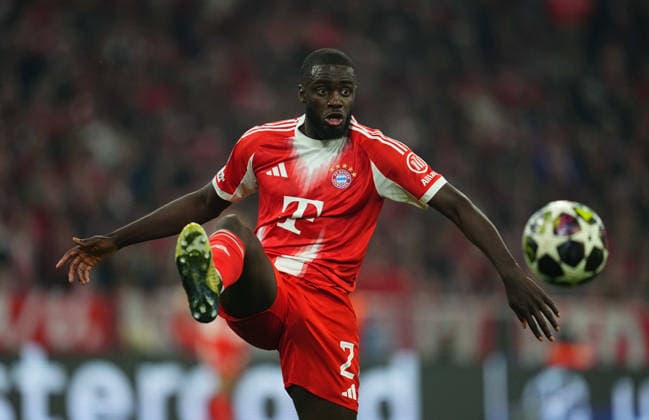 Dayot Upamecano (Bayern Munich) controls the ball during Bayern Munich and Real Madrid, UEFA Champions league Quarter Final UEFA Champions League, at Allianz Arena, Munich, Germany on April 15, 2026. Thor Wegner DeFodi Images. (Photo by DeFodi Images) -