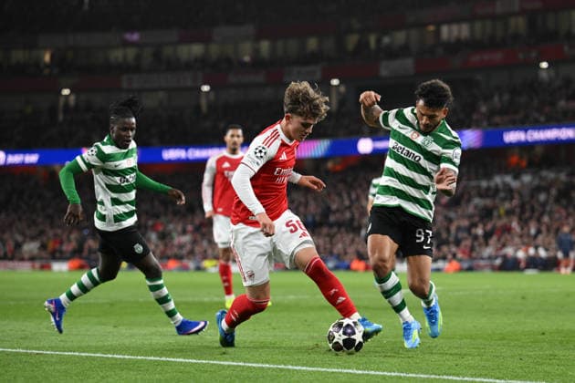 Max Dowman of Arsenal FC comes on as a second half substitute during the UEFA Champions League match between Arsenal and Sporting CP at the Emirates Stadium, London, England on 15 April 2026. Copyright: xPhilxHutchinsonx 44830025