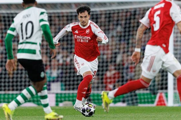 Marting Zubimendi seen during UEFA Champions League quarterfinal game between teams of Arsenal FC and Sporting CP at Emirates Stadium (Maciej Rogowski Ball Raw Images) London Emirates Stadium United Kingdom Copyright: xMaciejxRogowskix MaciejRogowskiArsenalSporting2526166