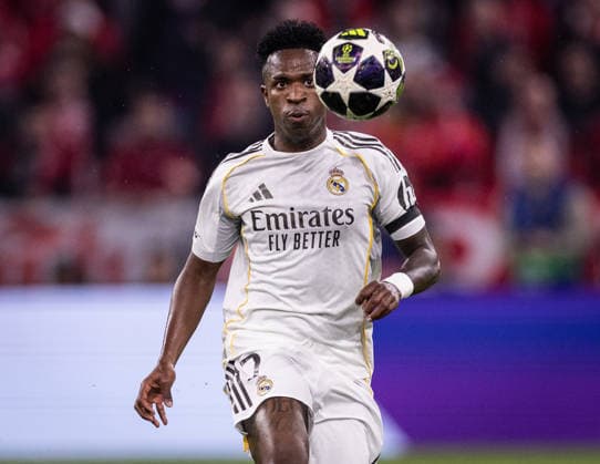 Bayern Munchen vs Real Madrid Vini Jr in action during the game against Bayern Munchen valid for Champions League at the Allianz Arena, in Munchen, today April 15, 2025. Copyright: xx 0L3A1350