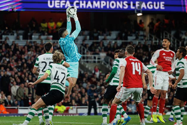 Rui SIlva seen during UEFA Champions League quarterfinal game between teams of Arsenal FC and Sporting CP at Emirates Stadium (Maciej Rogowski Ball Raw Images) London Emirates Stadium United Kingdom Copyright: xMaciejxRogowskix MaciejRogowskiArsenalSporting2526269