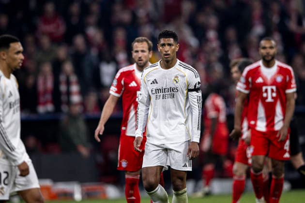 Jude Bellingham seen during UEFA Champions League quarterfinal game between teams of FC Bayern Munich and Real Madrid CF at Allianz Arena Germany (Grzegorz Wajda Ball Raw Images) Munich Allianz Arena Germany Copyright: xGrzegorzxWajdax grzegorzwajda_uclquarterfinalbayernreal2526__501