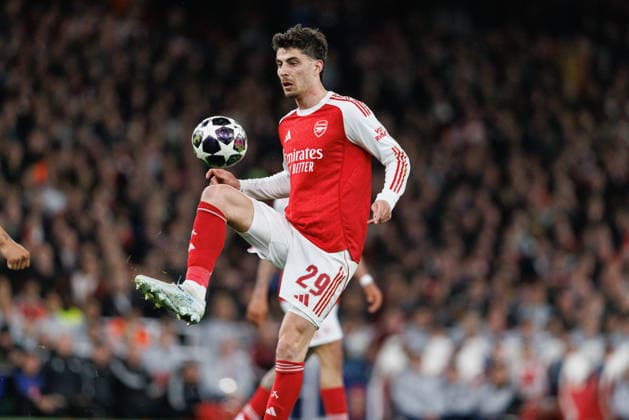 Kai Havertz seen during UEFA Champions League quarterfinal game between teams of Arsenal FC and Sporting CP at Emirates Stadium (Maciej Rogowski Ball Raw Images) London Emirates Stadium United Kingdom Copyright: xMaciejxRogowskix MaciejRogowskiArsenalSporting2526364