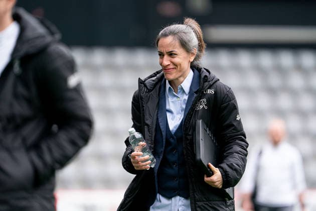 VEVEY, SWITZERLAND - APRIL 15: Veronica Maglia (Head Coach Switzerland) during the UEFA Womens U19 EURO Qualifier, EM, Europameisterschaft match between Switzerland and England at Tissot- Arena on April 15, 2026 in Biel, Switzerland. Copyright: xPriscilaxBütlerx xSPPx Sportspressphoto_SPR130465
