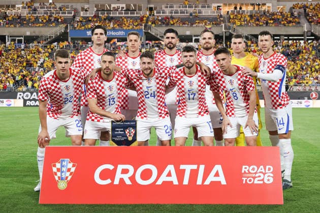 ORLANDO, FL - MARCH 26: the Croatia starters pose for a group photo befoee the Road to 26 match between Colombia and Croatia on Thursday, March 26, 2026 at Camping World Stadium in Orlando, FL (Photo by Peter Joneleit Icon Sportswire) SOCCER: MAR 26 Road to 26 Colombia vs Croatia EDITORIAL USE ONLY Icon260326032