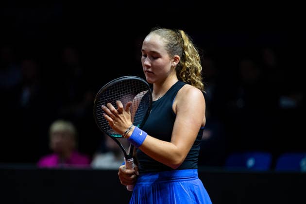 Mirra Andreeva (Russland) im Bild, Jelena Ostapenko (Lettland) vs Mirra Andreeva (Russland), 1. Runde, GER, Porsche Tennis Grand Prix Stuttgart, WTA, Tennis Damen 500, 15.04.2026 GER, Porsche Tennis Grand Prix Stuttgart, WTA 500, 15.04.2026 Stuttgart Copyright: xEibner-Pressefoto Memmlerx EP_MMR