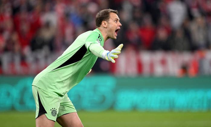 FUSSBALL CHAMPIONS LEAGUE SAISON 2025 2026 Viertelfinal Rueckspiel 15.04.2026 FC Bayern Muenchen - Real Madrid Jubel Torwart Manuel Neuer (FC Bayern Muenchen)