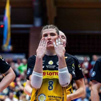 15.04.2026, GER, Volleyball, 1.Bl, Frauen, Saison 25 26, Finale PlayOff (Best of 5), VfB 91 Suhl Lotto Thueringen - Dresdner SC Mackenzie Foley (VfB 91 Suhl Lotto Thueringen) 98527 Suhl Sporthalle Wolfsgrube Thüringen Deutschland