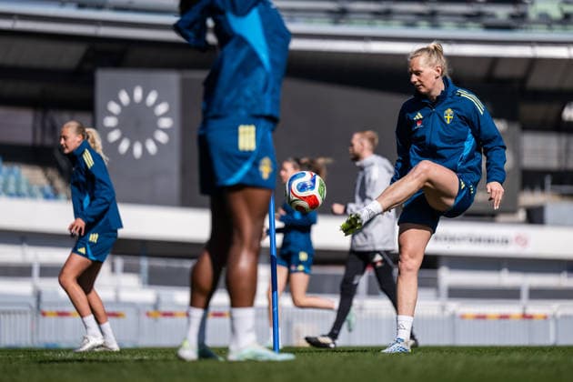 260416 Stina Blackstenius of the Swedish women s national football team during a training session on April 16, 2026 in Gothenburg. Photo: Mathias Bergeld BILDBYRAN kod MB MB1364 fotboll football soccer fotball vm-kval kval fifa womens world cup qualifier qualifier träning practice training sverige sweden dam bbeng women kvinner Copyright: MATHIASxBERGELD BB260416MB014