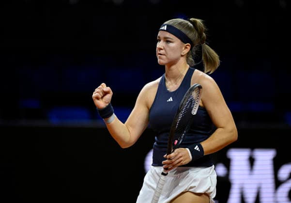 Karolina Muchova (CZE) Jubel Freude Emotion Tennis Damen Porsche-Cup Porsche Tennis Grand Prix GP Stuttgart 2026 Porsche Arena 11-19.04.2026 DFL REGULATIONS PROHIBIT ANY USE OF PHOTOGRAPHS AS IMAGE SEQUENCES AND OR QUASI-VIDEO Tennis Damen Porsche-Cup Porsche Tennis Grand Prix GP Stuttgart 2026