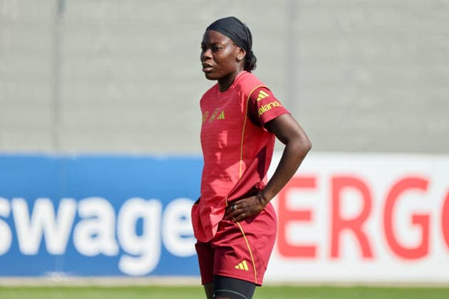 Herzogenaurach, Deutschland 16. April 2026: Vorbereitung auf das Frauen WM-Qualifikationsspiel Österreich vs. Deutschland - Training in Herzogenaurach Im Bild: Nicole Anyomi (Deutschland) Copyright: HMBxMedia MadeleinexFantini
