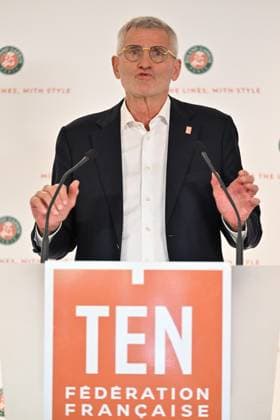 Roland Garros 2026 pre-tournament press conference, PK, Pressekonferenz PARIS, FRANCE - APRIL 16: President of French Tennis Federation FFT Gilles Moretton speaks during the pre-tournament press conference at the Roland Garros Stadium in Paris, France on April 16, 2026. Mustafa Yalcin Anadolu Paris France. Editorial use only. Please get in touch for any other usage.  Copyright: x2026xAnadoluxMustafaxYalcinx