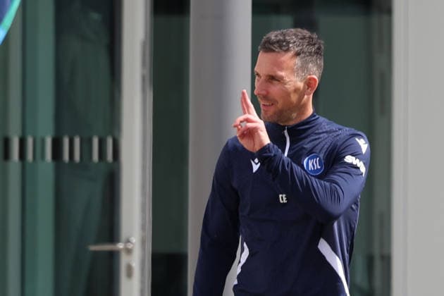 16.04.2026, xrekx, Fussball 2.Bundesliga , Karlsruher SC - Training v.l. Christian Eichner Trainer (Karlsruher SC) (DFL DFB REGULATIONS PROHIBIT ANY USE OF PHOTOGRAPHS as IMAGE SEQUENCES and or QUASI-VIDEO) Karlsruhe