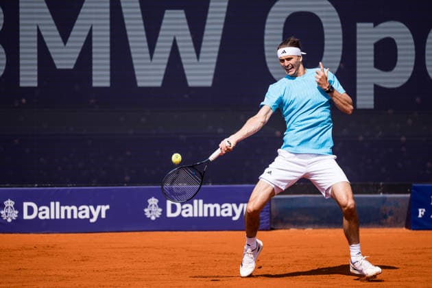 MUNICH, GERMANY - APRIL 16: Alexander Zverev (GER) during the BMW Open by Bitpanda Singles match between Alexander Zverev (GER) vs Gabriel Diallo (CAN) at MTTC Iphitos on April 16, 2026 in Munich, Germany. Bavaria Germany Copyright: xSteffiexWunderlx