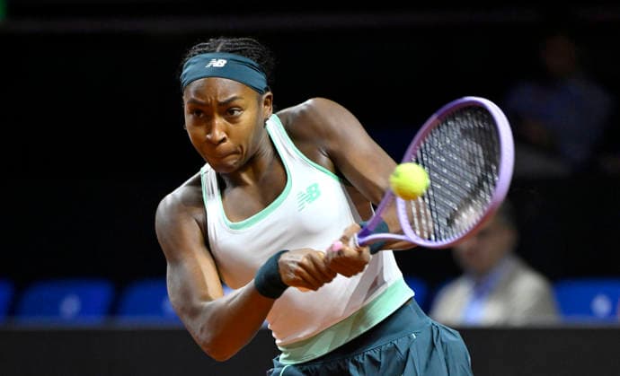 Coco Gauff (USA) Aktion Tennis Damen Porsche-Cup Porsche Tennis Grand Prix GP Stuttgart 2026 Porsche Arena 11-19.04.2026 DFL REGULATIONS PROHIBIT ANY USE OF PHOTOGRAPHS AS IMAGE SEQUENCES AND OR QUASI-VIDEO Tennis Damen Porsche-Cup Porsche Tennis Grand Prix GP Stuttgart 2026