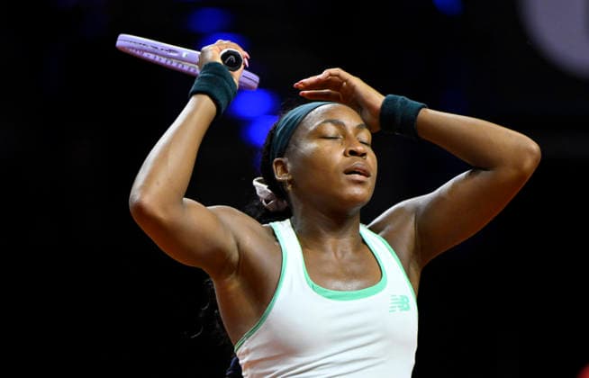 Coco Gauff (USA) enttaeuscht Tennis Damen Porsche-Cup Porsche Tennis Grand Prix GP Stuttgart 2026 Porsche Arena 11-19.04.2026 DFL REGULATIONS PROHIBIT ANY USE OF PHOTOGRAPHS AS IMAGE SEQUENCES AND OR QUASI-VIDEO Tennis Damen Porsche-Cup Porsche Tennis Grand Prix GP Stuttgart 2026