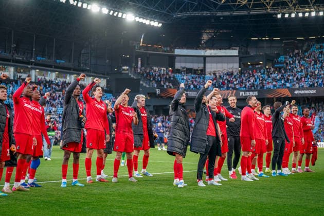 Spanien: Fussball UEFA Europa-League 2025 - 2026, Viertelfinale (Rückspiel) - Celta Vigo vs SC Freiburg - Balaidos (Vigo): Freude, Emotionen, Jubel Copyright: xJOERANxSTEINSIEKx