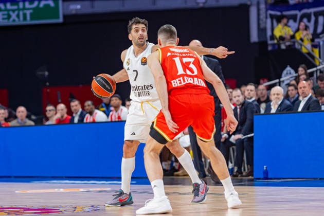 ESP: Real Madrid v Crvena Zvezda Meridianbet Belgrade Euroleague. Facundo Campazzo of Real Madrid during the Euroleague match, between Real Madrid and Crvena Zvezda Meridianbet Belgrade played at Movistar Arena Stadium on April 16, 2026 in Madrid Spain Madrid Spain Basketball Copyright: xAlbaxPachecox xAgenciaxLOFx