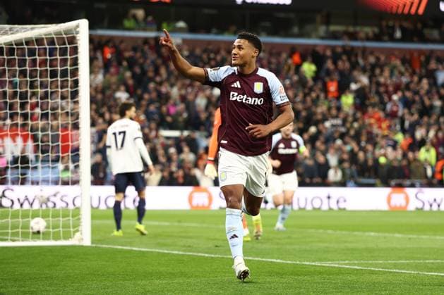 Ollie Watkins of Aston Villa celebrates a goal 1-0. Aston Villa v Bologna, UEFA Europa League, Quarter Final, Second Leg, Football, Villa Park, Birmingham, UK - 16 Apr 2026Birmingham Villa Park United Kingdom EDITORIAL USE ONLY No use with unauthorised audio, video, data, fixture lists, club league logos or live services. Online in-match use limited to 120 images, no video emulation. No use in betting, games or single club league player publications.  Copyright: xRyanxBrowne Shutterstockx 16828672an