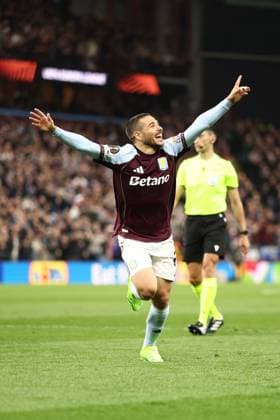 Emi Buendia of Aston Villa celebrates a goal 2-0. Aston Villa v Bologna, UEFA Europa League, Quarter Final, Second Leg, Football, Villa Park, Birmingham, UK - 16 Apr 2026Birmingham Villa Park United Kingdom EDITORIAL USE ONLY No use with unauthorised audio, video, data, fixture lists, club league logos or live services. Online in-match use limited to 120 images, no video emulation. No use in betting, games or single club league player publications.  Copyright: xRyanxBrowne Shutterstockx 16828672bf