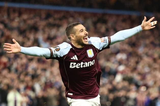 Emi Buendia of Aston Villa celebrates a goal 2-0. Aston Villa v Bologna, UEFA Europa League, Quarter Final, Second Leg, Football, Villa Park, Birmingham, UK - 16 Apr 2026Birmingham Villa Park United Kingdom EDITORIAL USE ONLY No use with unauthorised audio, video, data, fixture lists, club league logos or live services. Online in-match use limited to 120 images, no video emulation. No use in betting, games or single club league player publications.  Copyright: xRyanxBrowne Shutterstockx 16828672bs