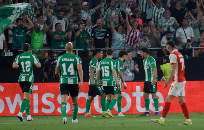 SEVILLA 16 04 2026 ESTADIO DE LA CARTUJA PARTIDO DE VUELTA DE CUARTOS DE FINAL DE UEFA EUROPA LEAGUE REAL BETIS-SPORTING BRAGA .archsev FOTO MANUEL GOMEZ SEVILLA 16 04 2026 ESTADIO DE LA CARTUJA PARTIDO DE VUELTA DE CUARTOS DE FINAL DE UEFA EUROPA LEAGUE REAL BETIS-SPORTING BRAGA .archsev FOTO MANUEL GOMEZ GOL DE ABDE Copyright: xMANUxGOMEZx