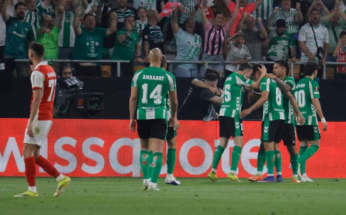 SEVILLA 16 04 2026 ESTADIO DE LA CARTUJA PARTIDO DE VUELTA DE CUARTOS DE FINAL DE UEFA EUROPA LEAGUE REAL BETIS-SPORTING BRAGA .archsev FOTO MANUEL GOMEZ SEVILLA 16 04 2026 ESTADIO DE LA CARTUJA PARTIDO DE VUELTA DE CUARTOS DE FINAL DE UEFA EUROPA LEAGUE REAL BETIS-SPORTING BRAGA .archsev FOTO MANUEL GOMEZ GOL DE ABDE Copyright: xMANUxGOMEZx