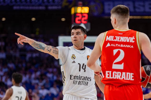 ESP: Real Madrid v Crvena Zvezda Meridianbet Belgrade Euroleague. Gabriel Deck of Real Madrid during the Euroleague match, between Real Madrid and Crvena Zvezda Meridianbet Belgrade played at Movistar Arena Stadium on April 16, 2026 in Madrid Spain Madrid Spain Basketball Copyright: xAlbaxPachecox xAgenciaxLOFx