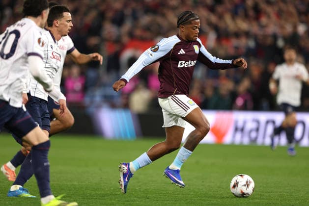 Leon Bailey (AV) at the Aston Villa v Bologna UEFA Europa League match, at Villa Park, Birmingham, UK on 16th April, 2026. 