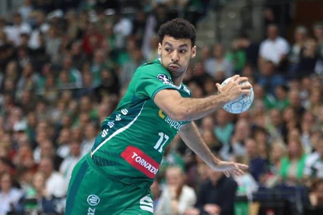 Handball DAIKIN HBL, SC DHfK Leipzig - VfL Gummersbach; 16.04.2026 Ahmed Khairi (17, SC DHfK Leipzig). Handball, DAIKIN HBL, 1. Bundesliga, Saison 2025 2026, 21. Spieltag (Nachholer): SC DHfK Leipzig vs. VfL Gummersbach am 16.04.2026 in der Quarterback Immobilien Arena Leipzig. Copyright: xBEAUTIFULxSPORTS JanxKaeferx