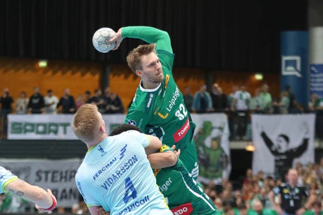Handball DAIKIN HBL, SC DHfK Leipzig - VfL Gummersbach; 16.04.2026 Franz Semper (32, SC DHfK Leipzig) wirft. Handball, DAIKIN HBL, 1. Bundesliga, Saison 2025 2026, 21. Spieltag (Nachholer): SC DHfK Leipzig vs. VfL Gummersbach am 16.04.2026 in der Quarterback Immobilien Arena Leipzig. Copyright: xBEAUTIFULxSPORTS JanxKaeferx