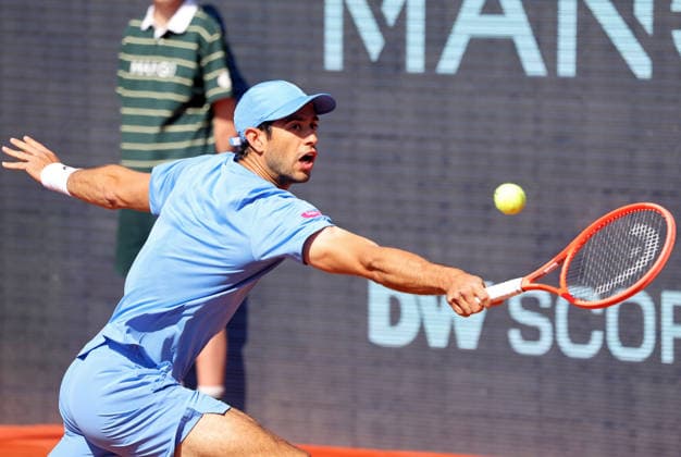 Barcelona Open Banc Sabadell 2026 Nuno Borges competes against Hamad Medjedovic during the quarter-finals (Day Seven) of the Barcelona Open Banc Sabadell 73rd Conde de Godo Trophy at Real Club de Tenis Barcelona 1899 in Barcelona, Spain, on April 17, 2026. Barcelona Spain  Copyright: xUrbanandsportx originalFilename:urbanandsport-medjedov260417_np7pb.jpg
