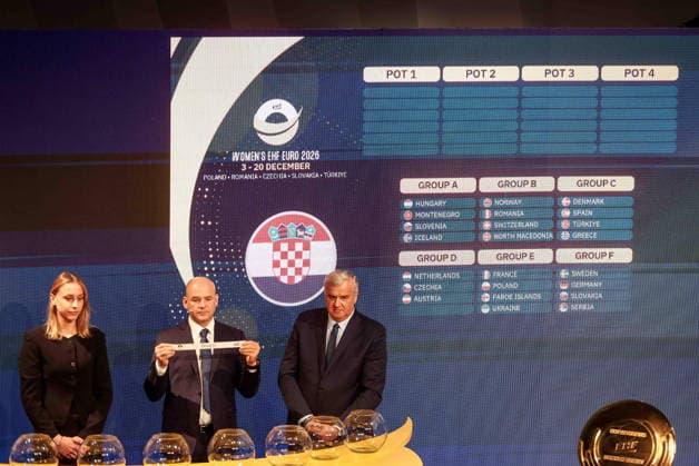 16.04.2026, Katowice Losowanie grup Mistrzostw Europy w pilce rÄ™cznej kobiet - EHF Euro 2026 European Women s Handball Championship group draw Nz. Katarzyna Cygan Martin Hausleitner Bozidar Djurkovic Fot. Michal Chwieduk Arena Akcji NEWSPIX.PL --- newspix.pl POLAND OUT! 