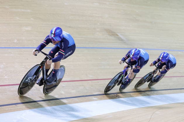 UCI Track World Cup: Hong Kong Picture by Alex Whitehead SWpix.com - 17 04 2026 - Cycling - UCI Track World Cup: Hong Kong - Hong Kong Velodrome, Tseung Kwan O, Hong Kong, China - Men™s Team Sprint - First Round - Matteo Bianchi (Italy), Stefano Minuta (Italy), Mattia Predomo (Italy) Hong Kong Hong Kong Velodrome Hong Kong SAR, CHINA Copyright: x xSWpix.comx(t axPhotographyxHubxLtd)xAlexxWhitehead SWpix.comx SWP-3030-12676