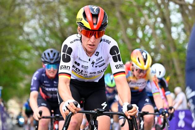 Brabantse Pijl - Fleche Brabanconne Women 2026 Cycling Race OVERIJSE, BELGIUM - APRIL 17 : Koch Franziska (GER) of FDJ United - SUEZ during the 11th edition of De Brabantse Pijl - La Fleche Brabanconne Women an UCI ProSeries 1.Pro one day cycling road race for Women Elite of 125 km with start in Lennik and finish in Overijse on April 17, 2026 in Overijse, Belgium, 17 04 2026 ( Motordriver Guy De Vuyst - Overijse Belgium  Copyright: xTomasxSiskx