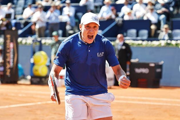 Hamad Medjedovic (SRB), APRIL 17, 2026 - Tennis : Hamad Medjedovic celebrate after a point during singles Quarter-finals match against Nuno Borges on the Barcelona Open Banc Sabadell tennis tournament at the Real Club de Tenis de Barcelona in Barcelona, Spain. Noxthirdxpartyxsales  aflo_327230732